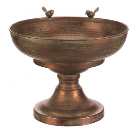 Obal kovový  - velký, s ptáčky, barva měděná