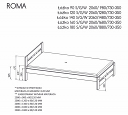 Postel "ROMA" - Barva korpusu: borovice na bílé