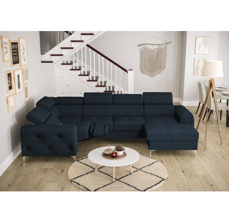 Rohová sedací souprava ORION MAX III , relax s funkcí spaní 165x320x190 cm - modrá, levá