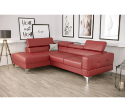 Rohová sedací souprava TOSCANIA MINI přírodní kůže 170x250 cm -červená , levá
