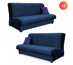 Sada 2x Rozkládací Pohovka SIGMA Modrá Sametová