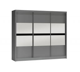 Šatní skříň BATUMI 250, grafit/grafitové zrcadlo/černé sklo