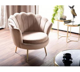 Křeslo CAMELLIA 1 VELVET, Béžový Bluvel 28/Zlatá