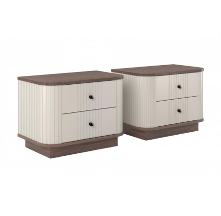 2 x VESPER NOČNÍ STOLEK 56 2SZ - kašmír mdf / ořech / černé úchyty / sokl 2 x VESPER NOČNÍ STOLEK 56 2SZ - kašmír mdf / ořech / černé úchyty / sokl