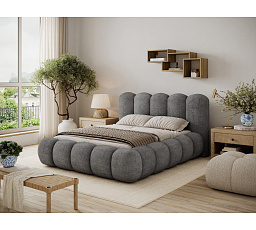 Oloroso bed 180x200 with metal frame and storage compartment, dark grey plush Avexin 05 1