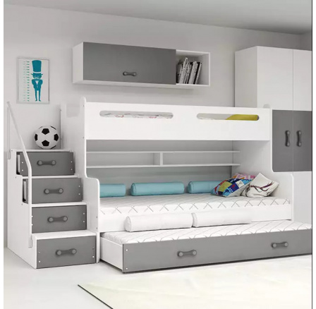 Dětská patrová postel MAX 3 Grafit, 3 místná 120 X 200