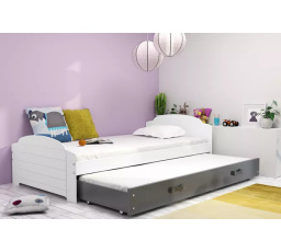 Dětská postel LILI s přistýlkou 90x200 cm, bez matrací, Bílá/Grafit