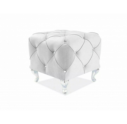 Taburet HESTIA K VELVET, Světle šedý Bluvel 03/Stříbrná