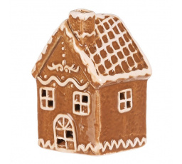 Domeček perníkový - keramika, LED osvětlení, hnědý