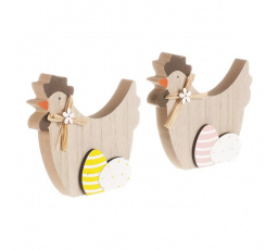 Slepice - dřevěná dekorace, mix 2 barev, cena za 1 ks