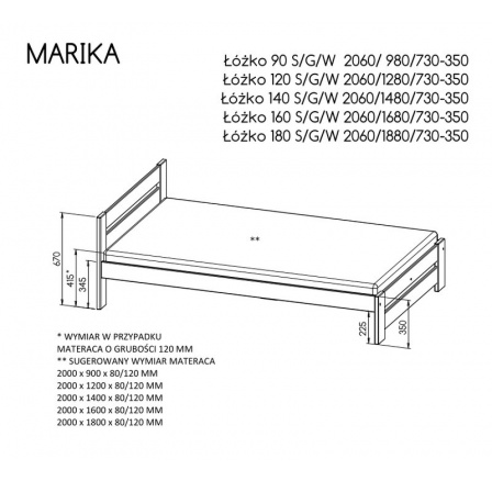 Postel "MARIKA" - Barva korpusu: přírodní borovice