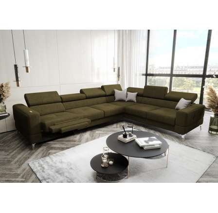 Rohová sedací souprava TOSCANIA MAX , relax 320×250 - pravá, olivová