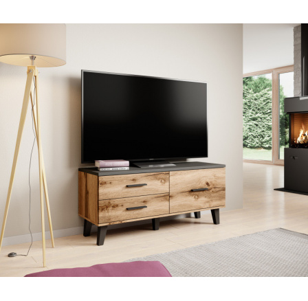 Tv komoda LOTTA RTV 120 1D2S, Dub wotan/černá