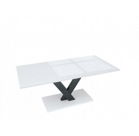 Jídelní stůl VALERIAN, bílý lesk/černá/bílá alpská