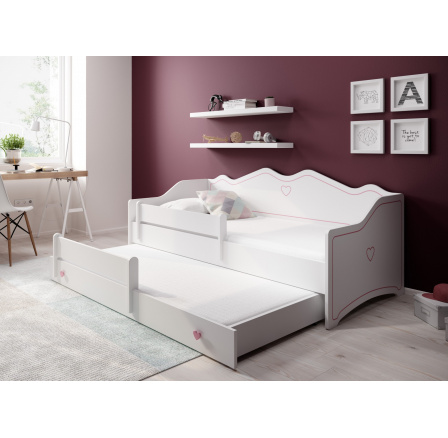 Dvojlůžko s matracemi EMKA II Pink 160x80 Bílá+Růžová