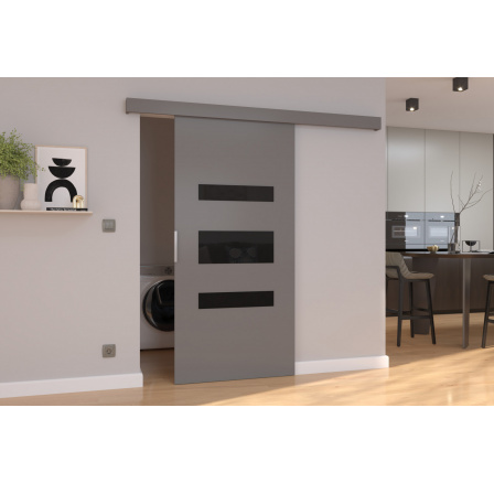 Posuvné dveře na stěnu DESIO 96 Gray+Black Lacobel