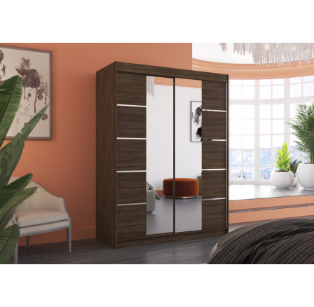 Posuvná skříň se zrcadlem NORDIC 150 Choco+Choco