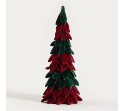 Dekorace BURGUNDY CHARM vínová zelená velurový vánoční stromek 46 cm 759345