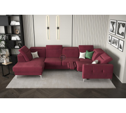 Rohová sedací souprava MALIBU MAX II s funkcí spaní a relaxací 180x350x182 cm - červená , pravá strana