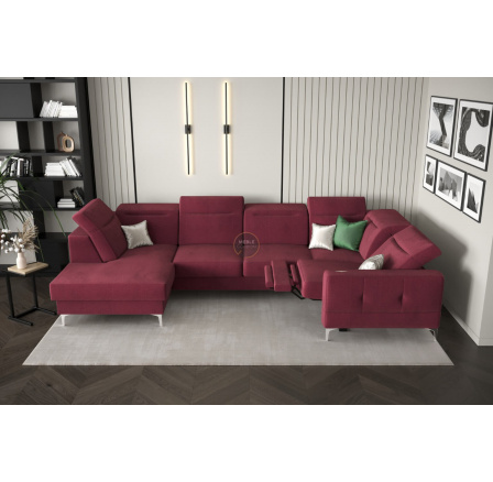Rohová sedací souprava MALIBU MAX II s funkcí spaní a relaxací 180x350x182 cm - červená , pravá strana Rohová sedací souprava MALIBU MAX II s funkcí spaní a relaxací 180x350x182 cm - červená , pravá strana