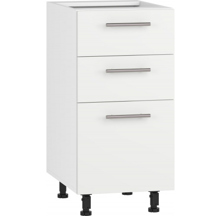 VENTO D3S-40/82 spodní skříňka se zásuvkami, mechanismus Hettich čelní strana: bílý mat (1p=1ks)