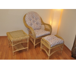 Ratanová sedací souprava Florida pohoda medová - polstry motiv růžičky