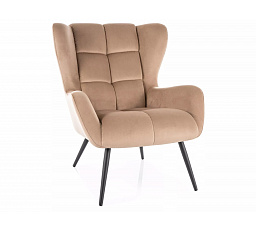 Křeslo LOUIS VELVET, Béžový Bluvel 28/Černá