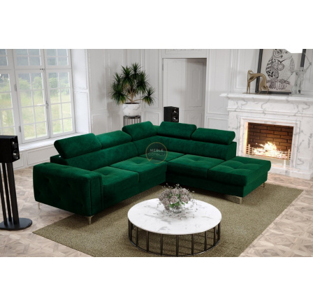 Rohová sedací souprava ORION II s funkcí spaní 225x255 cm - zelená , pravá