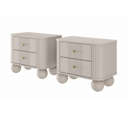 Sada nočních stolků Vesper 56 cm - kašmír / zlaté úchyty / kulové nohy