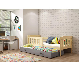 Dětská postel KUBUS s přistýlkou 90x200 cm, bez matrací, Přírodní/Grafit