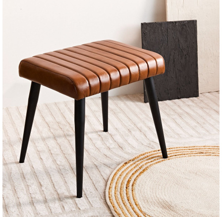 Lavice BRIZO v čalounění z buvolí kůže hnědá 45x37x45 cm 863467
