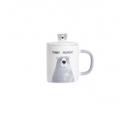 Hrnek BATIS s šedým medvídkem a porcelánovým víčkem 0.35 l 707988