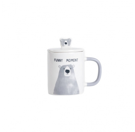 Hrnek BATIS s šedým medvídkem a porcelánovým víčkem 0.35 l 707988