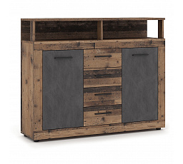 Komoda BLAGO MIDI B 119,5 cm Tmavý Dub/Černá