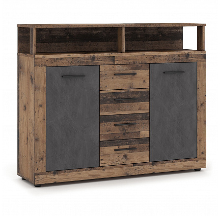 Komoda BLAGO MIDI B 119,5 cm Tmavý Dub/Černá