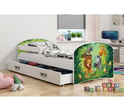 Dětská postel Luki - Bílá (Jungle) 160x80 cm