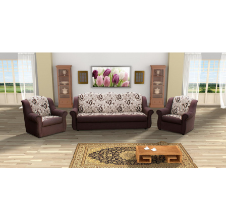 Sedací souprava Gamma 3F+1+1 hnědý květ