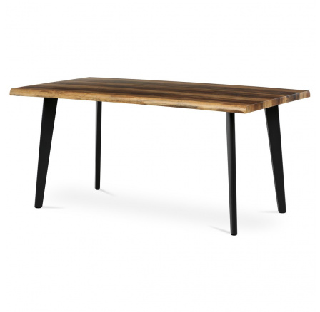 Stůl jídelní, 160x90x75 cm, MDF deska, dekor staré dřevo, kov, černý lak