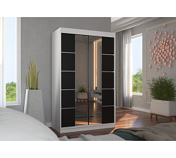 Posuvná skříň se zrcadlem GENUA 120 Bílá+Černá