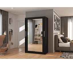 Posuvná skříň se zrcadlem TIBAGO 120 Černá+Černá