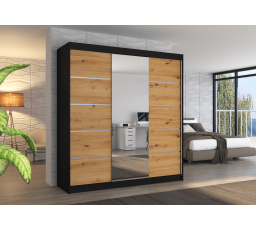 Posuvná skříň se zrcadlem BERGEN 200 Black+Artisan