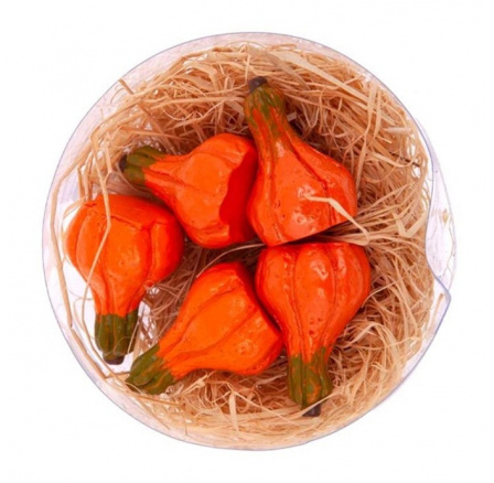 Dýně - drobné dekorace z polyresinu, oranžové, cena za balení (5 ks)