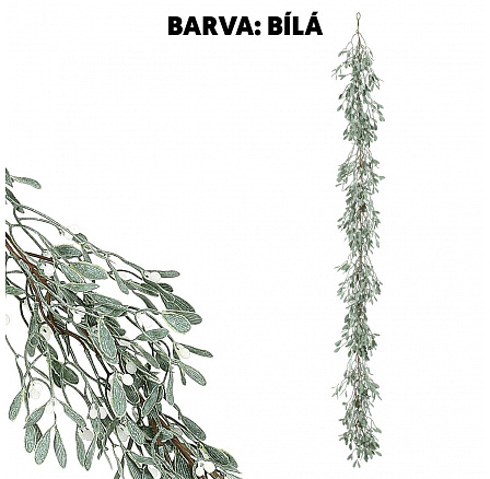 Girlanda - 190 cm, jmelí s bobulemi, barva bílá Girlanda - 190 cm, jmelí s bobulemi, barva bílá
