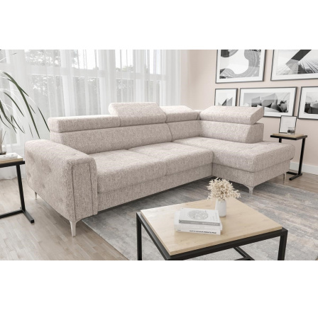 Rohová sedací souprava s funkcí spaní ORION 165x255 - béžová, pravá Rohová sedací souprava s funkcí spaní ORION 165x255 - béžová, pravá