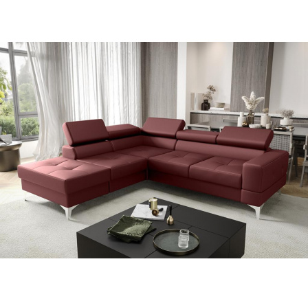 Rohová Kožená sedací souprava s funkcí spaní TOSCANIA II průměr 30x250 - červená , levá Rohová Kožená sedací souprava s funkcí spaní TOSCANIA II průměr 30x250 - červená , levá