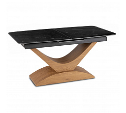 Stůl ALICANTE Keramický Rozkládací 160-200 cm Černý Mramor/Dub