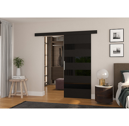 Posuvné dveře na stěnu MILOU 86 Black+Black Lacobel Posuvné dveře na stěnu MILOU 86 Black+Black Lacobel