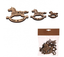 Houpací koníci - dřevo, mix 3 vel., přírodní barva, cena za balení (18 ks)