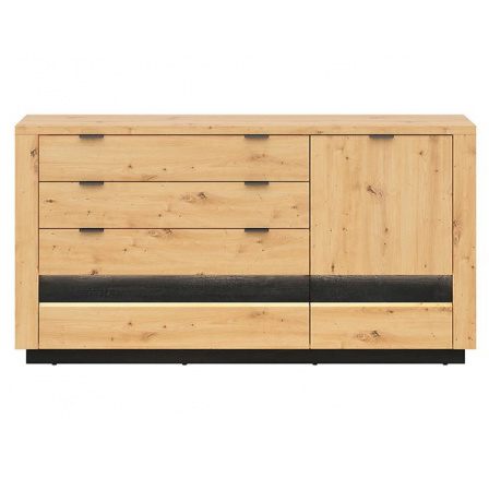 Komoda OSTIA KOM1D4S dub artisan/černý lesk