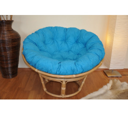 Ratanový papasan 115 cm medový - polstr tyrkysový melír